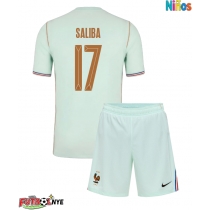 Camiseta Francia William Saliba #17 Visitante Equipación para niños Mundial 2026 manga corta (+ pantalones cortos)